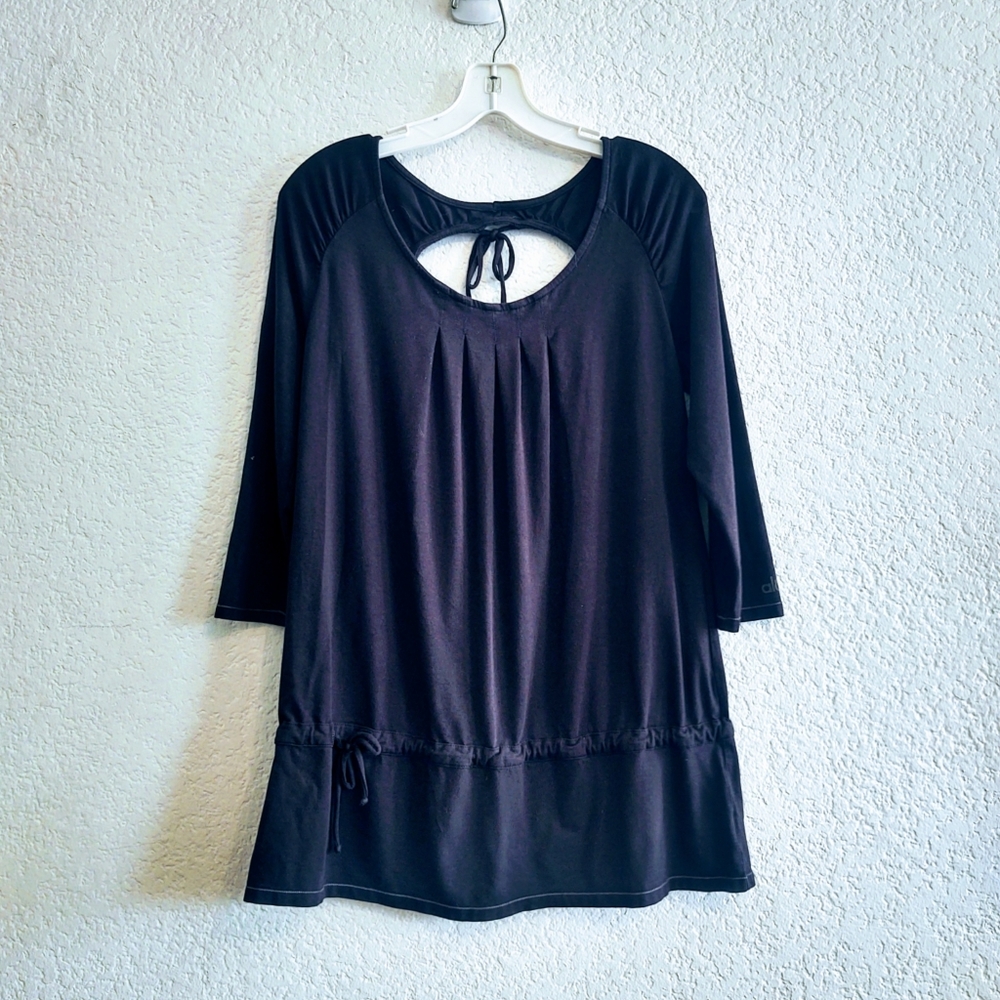 Alo Black Peplum Drawstring Top Size Small